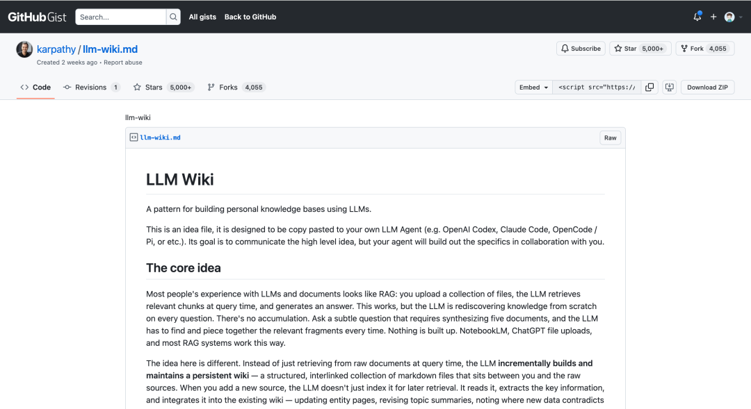 Karpathy LLM Wiki GitHub Star