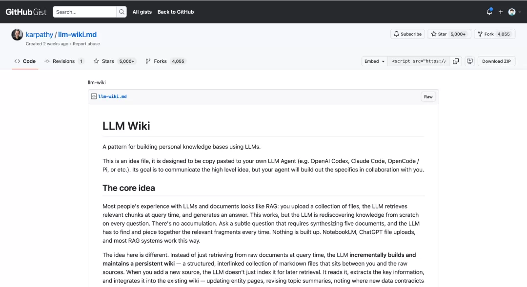 Karpathy LLM Wiki GitHub Star