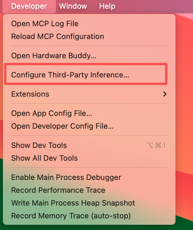 Developer 菜单入口